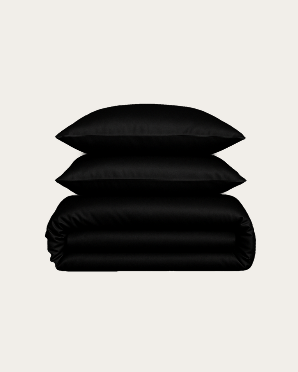 Obsidian Black Satin Bedding Set