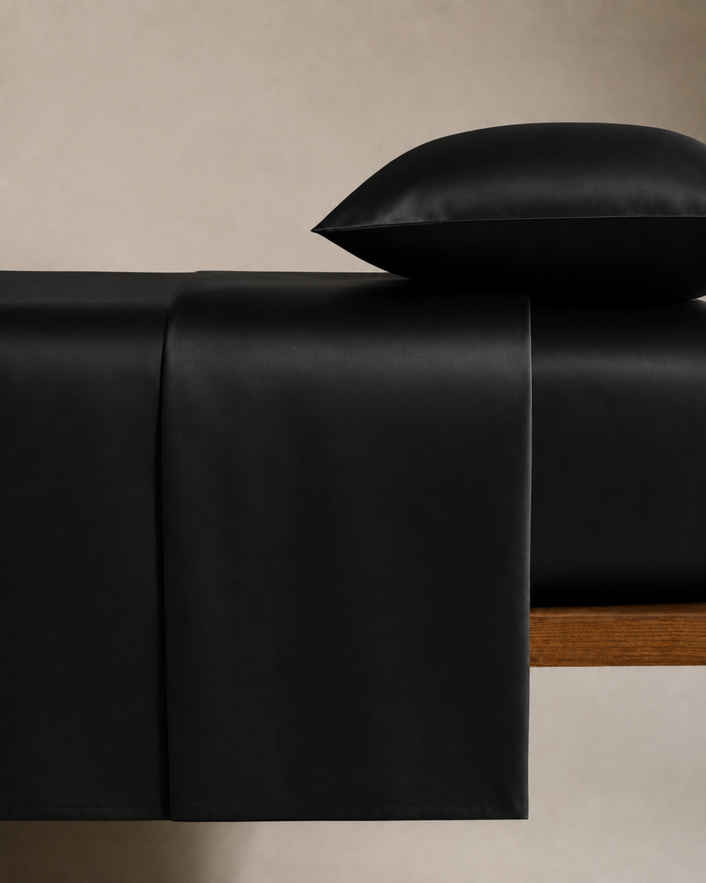 Obsidian Black Satin Bedding Set