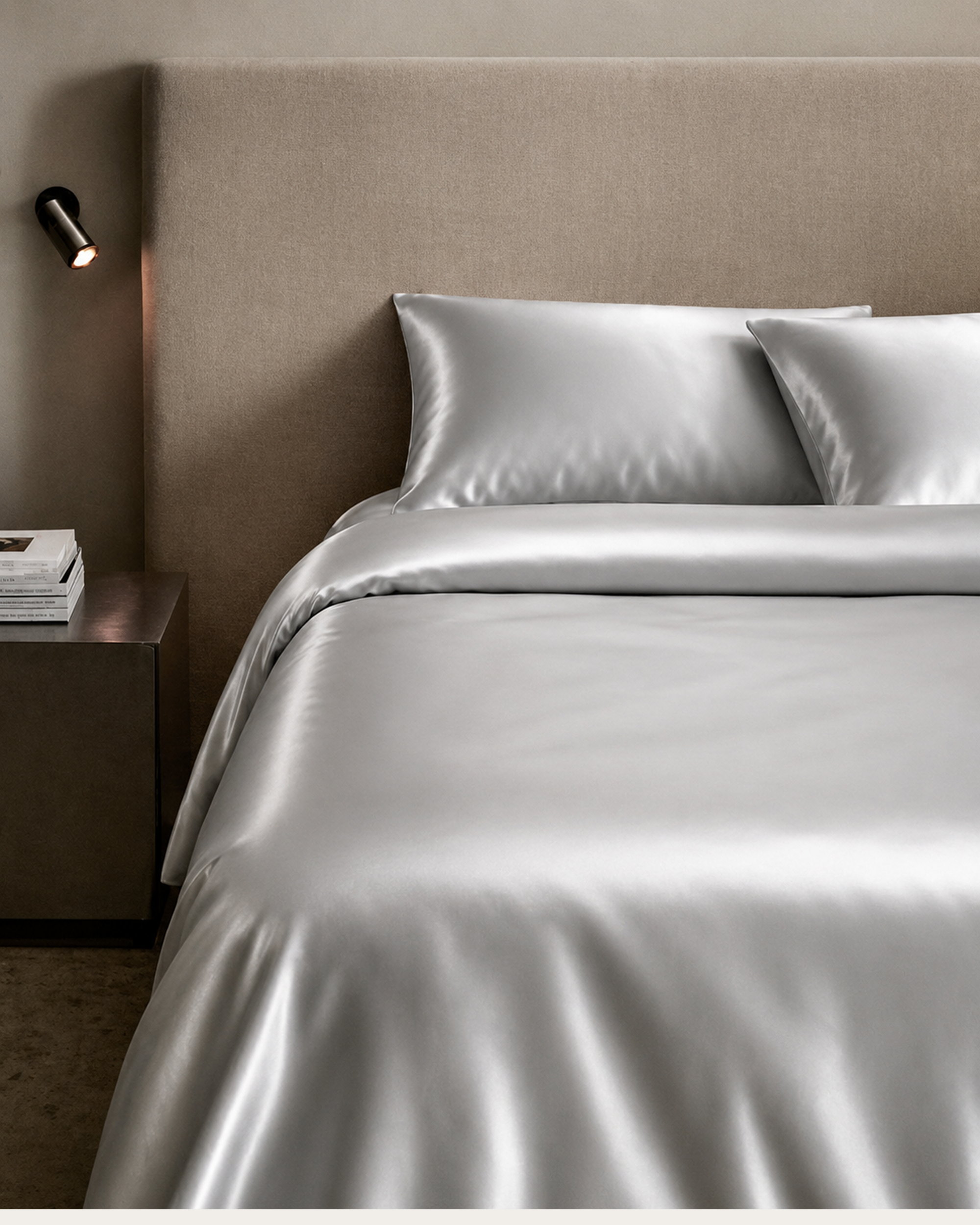 Platinum Silver Satin Bedding Set