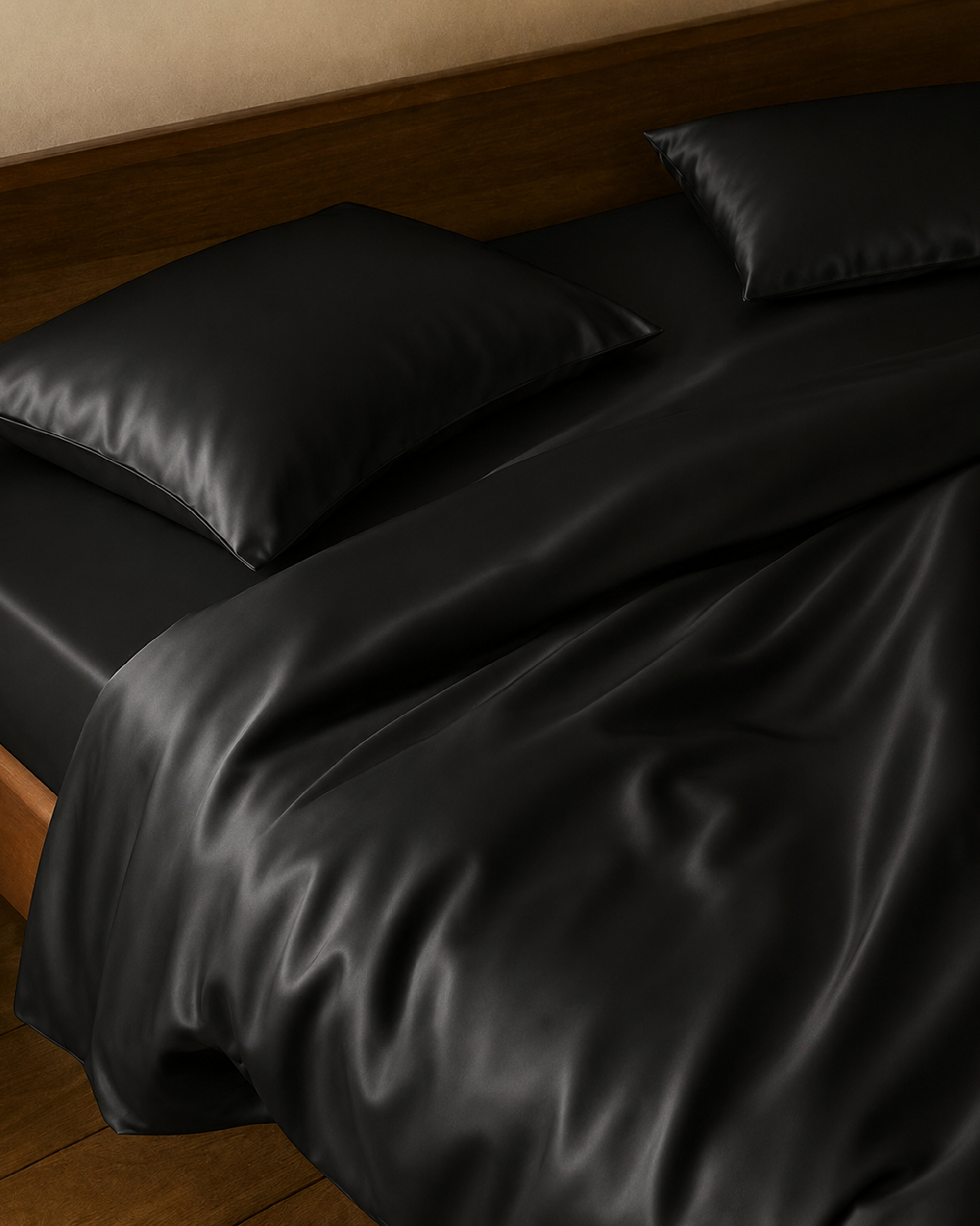 Obsidian Black Satin Duvet Cover