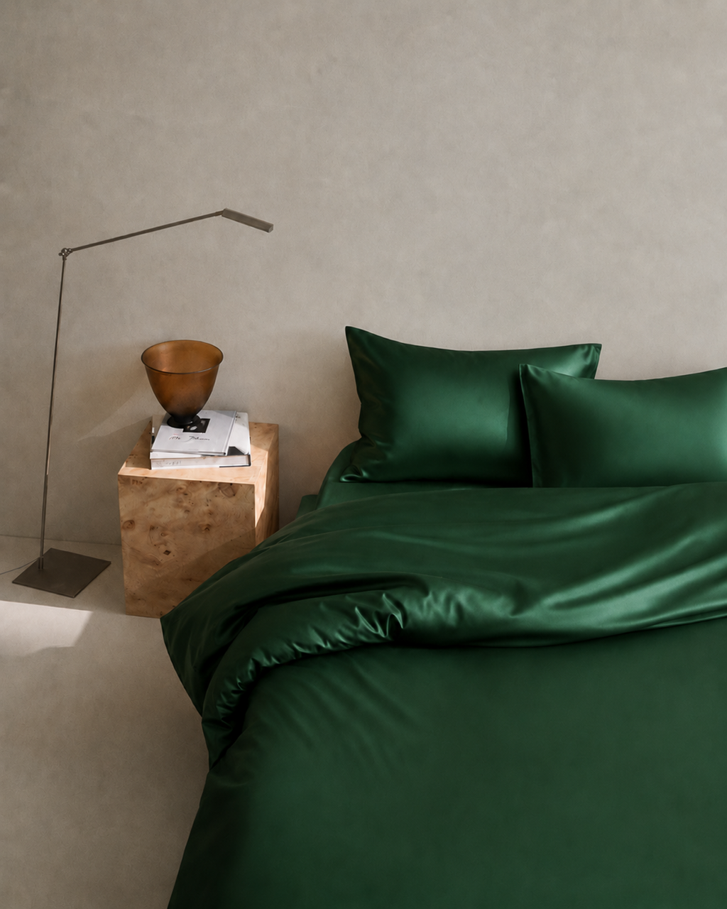 Emerald Green Satin Bedding Set