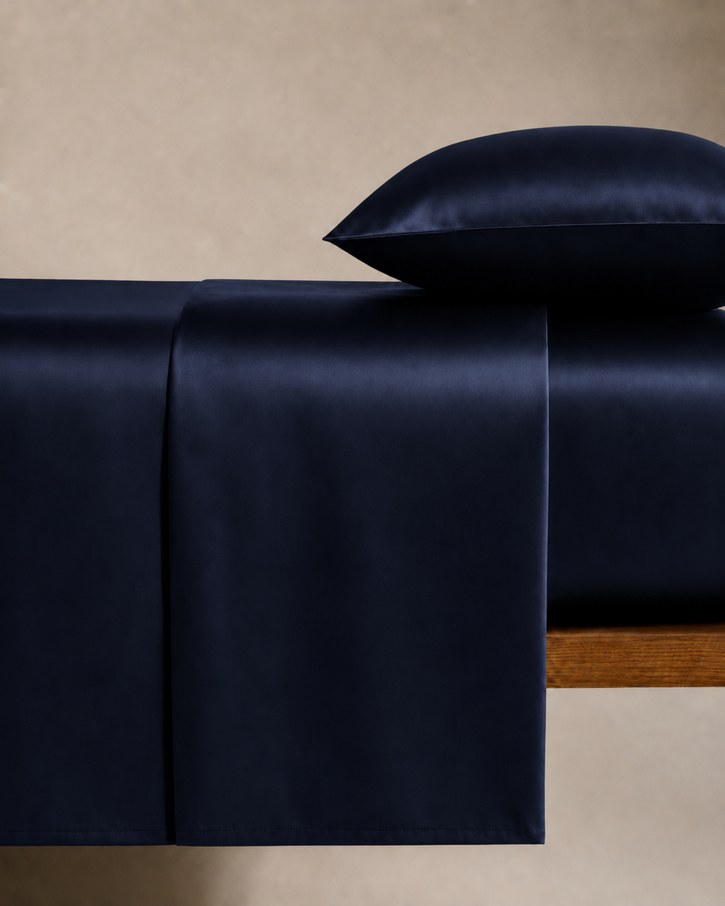 Navy Blue Satin Bedding Set