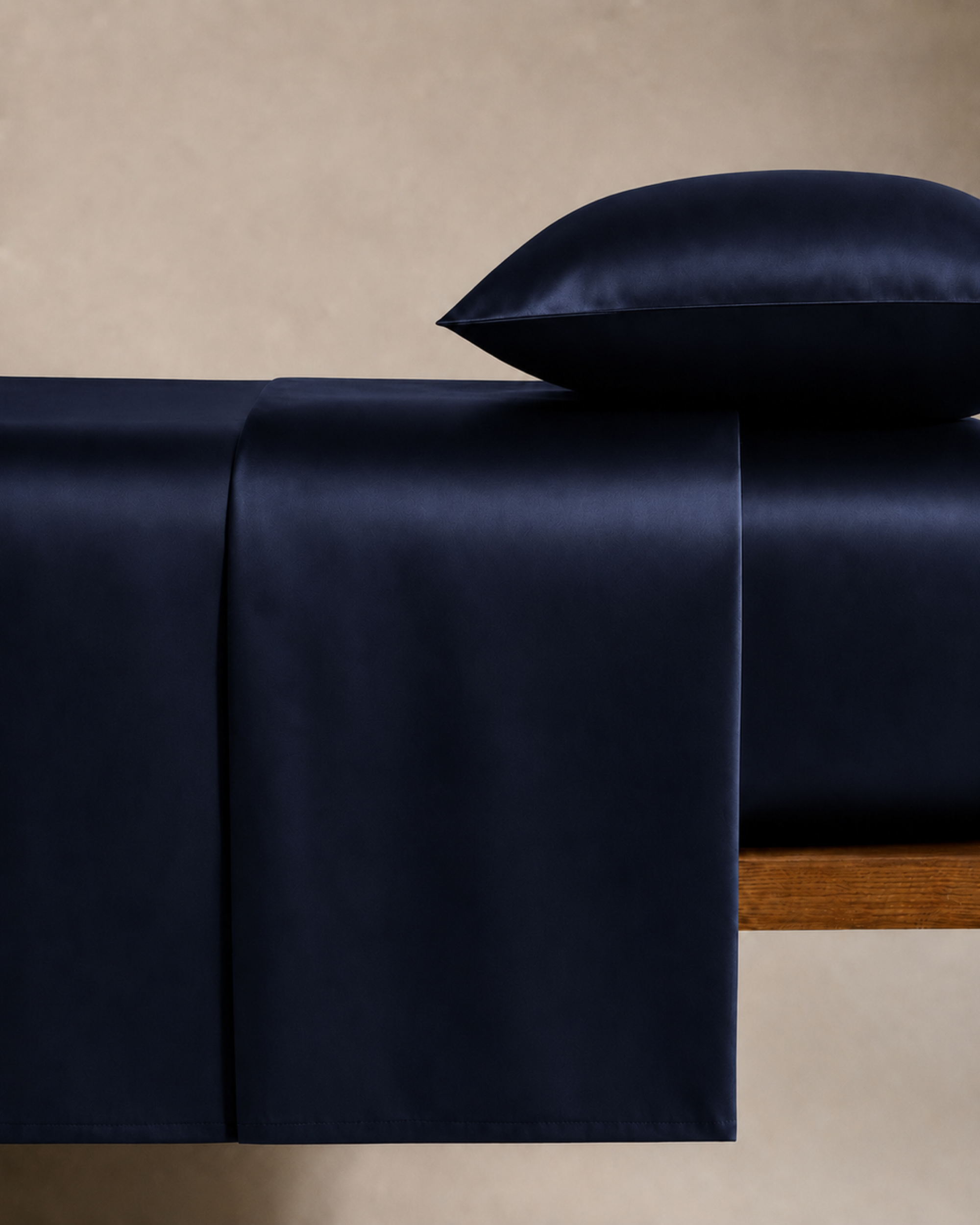 Navy Blue Satin Bedding Set