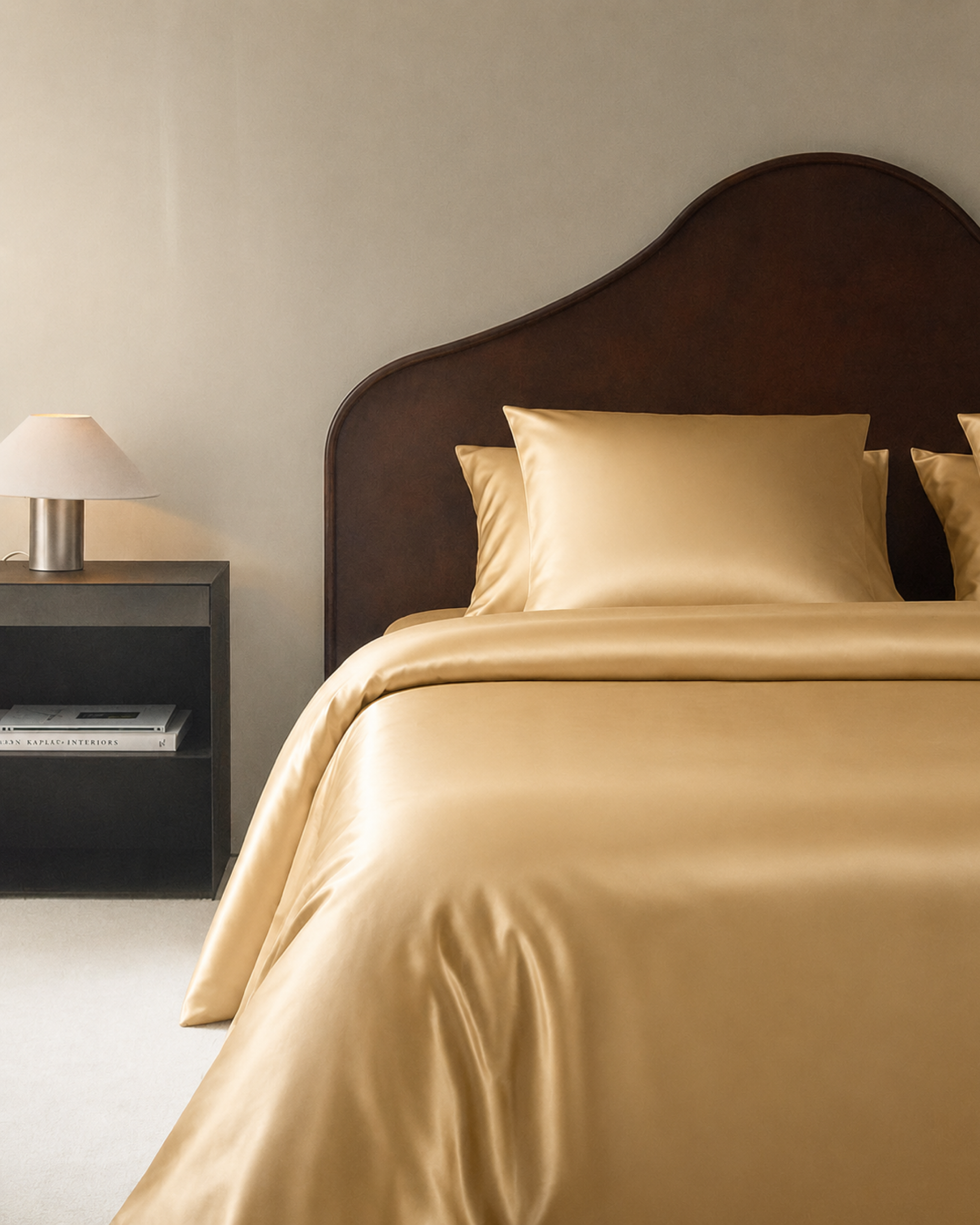 Sand Beige Satin Duvet Cover