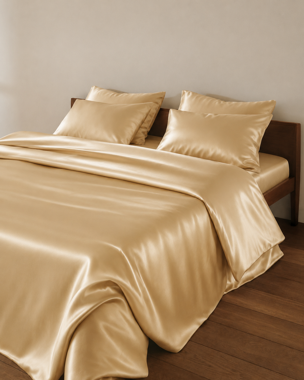 Sand Beige Satin Bedding Set