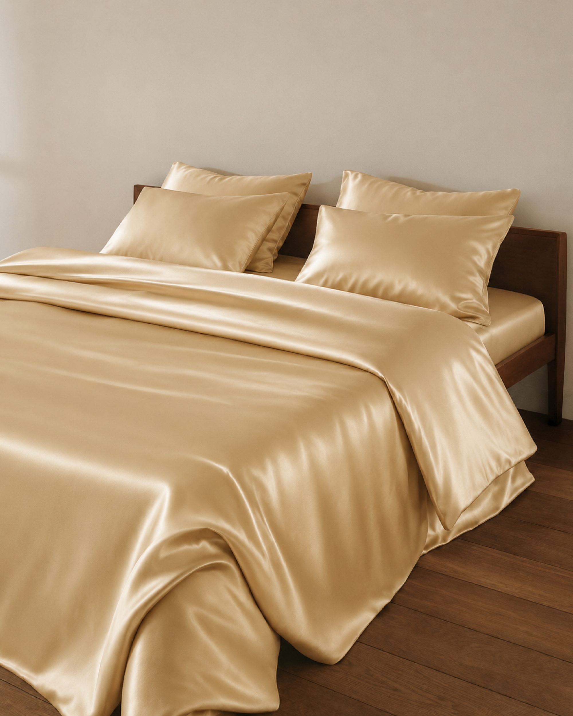 Sand Beige Satin Bedding Set