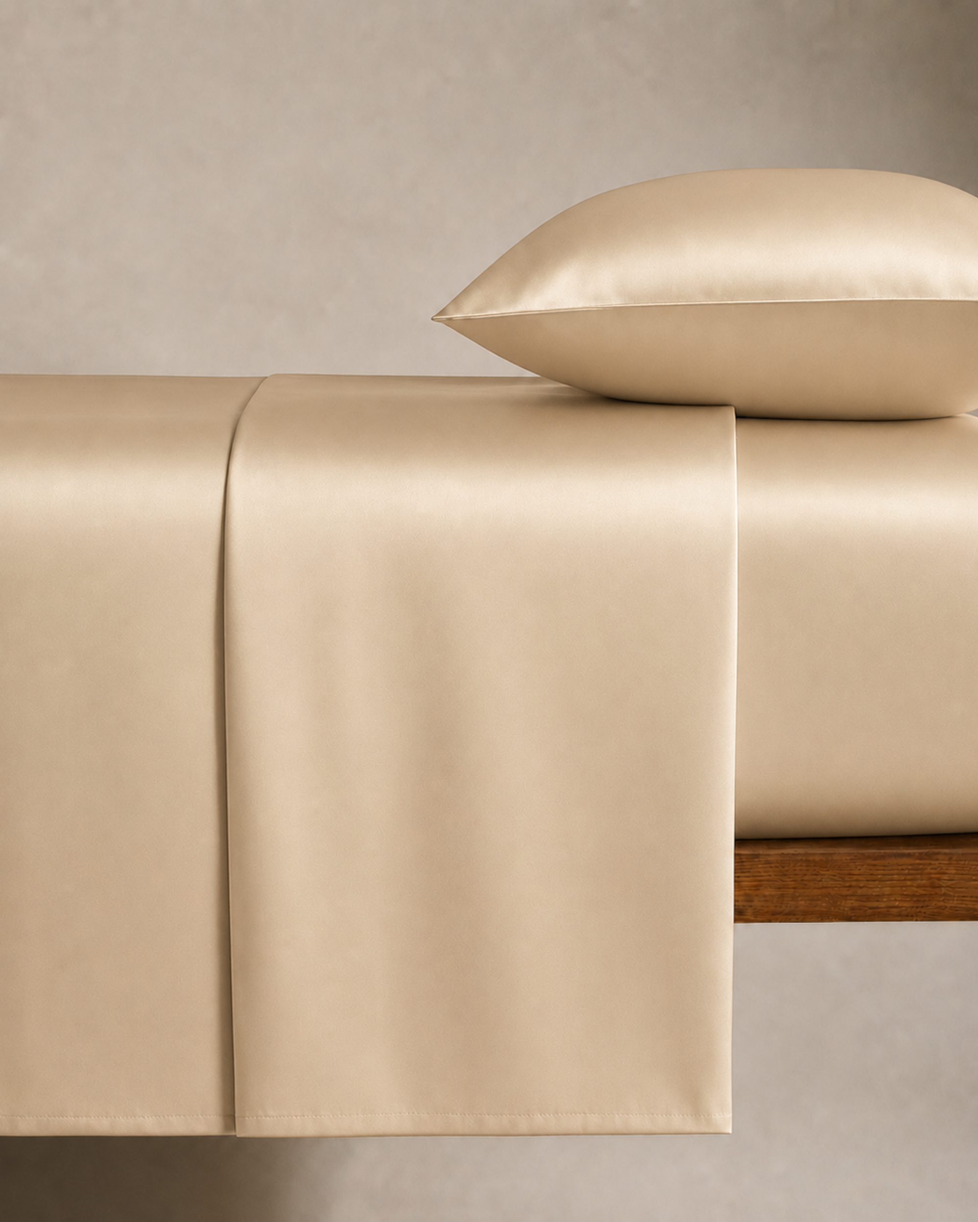 Sand Beige Satin Bedding Set