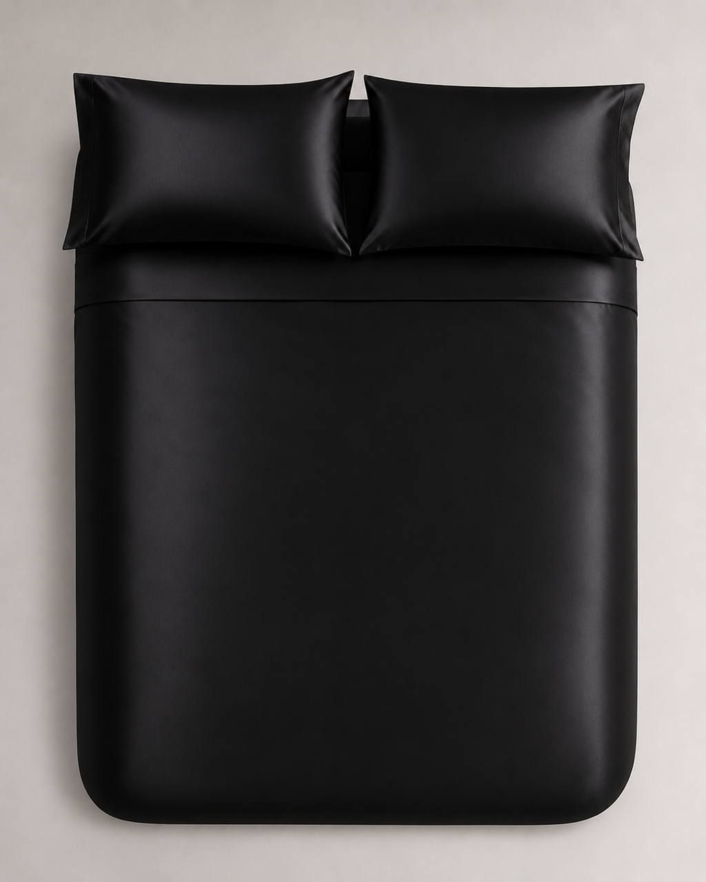 Obsidian Black Satin Bedding Set