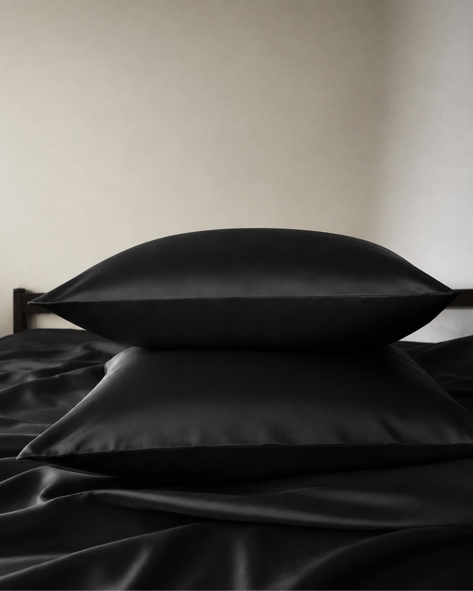 Obsidian Black Satin Square Pillowcase