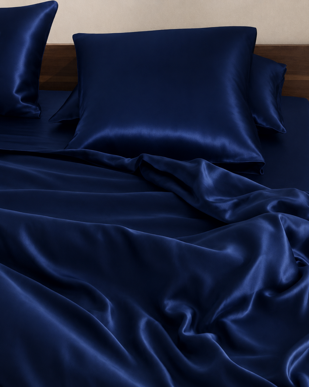 Navy Blue Satin Duvet Cover