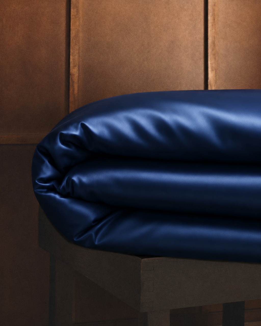 Navy Blue Satin Duvet Cover