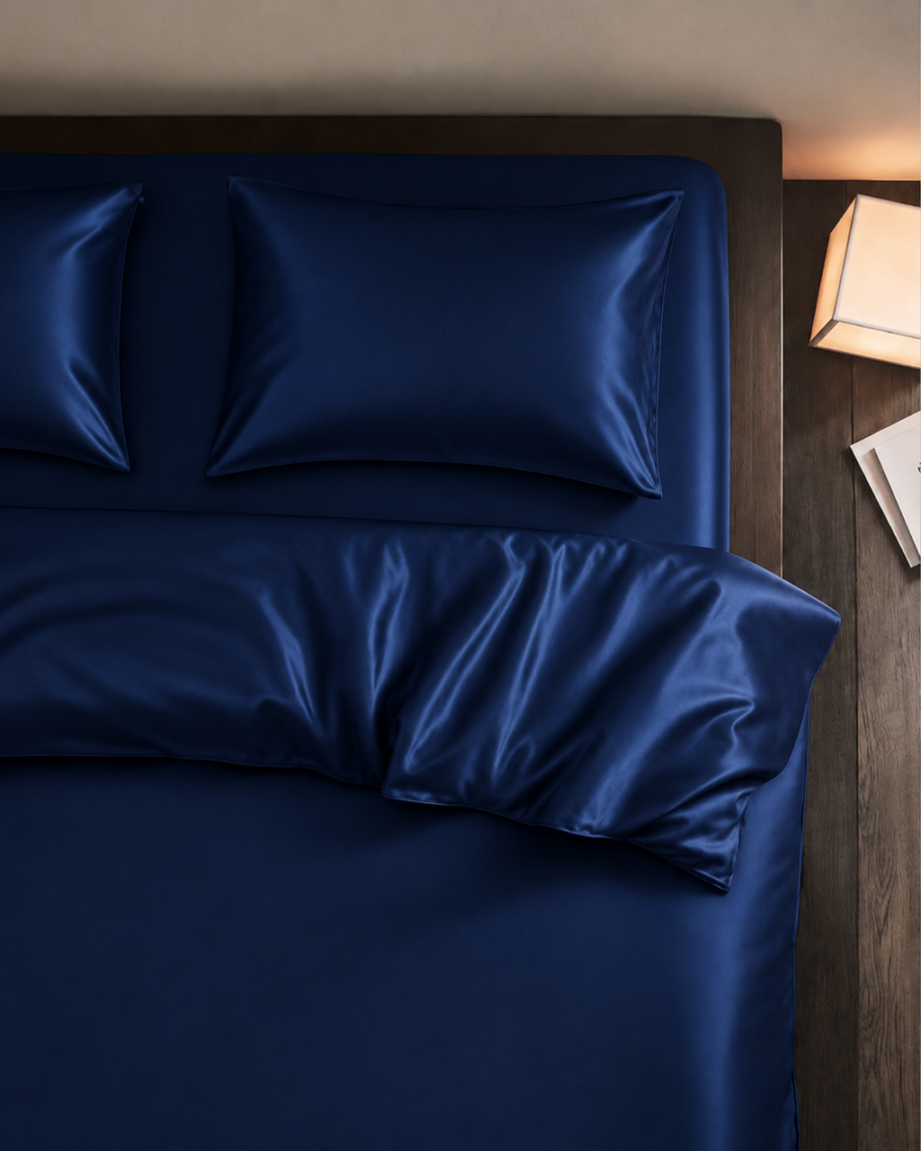 Navy Blue Satin Duvet Cover