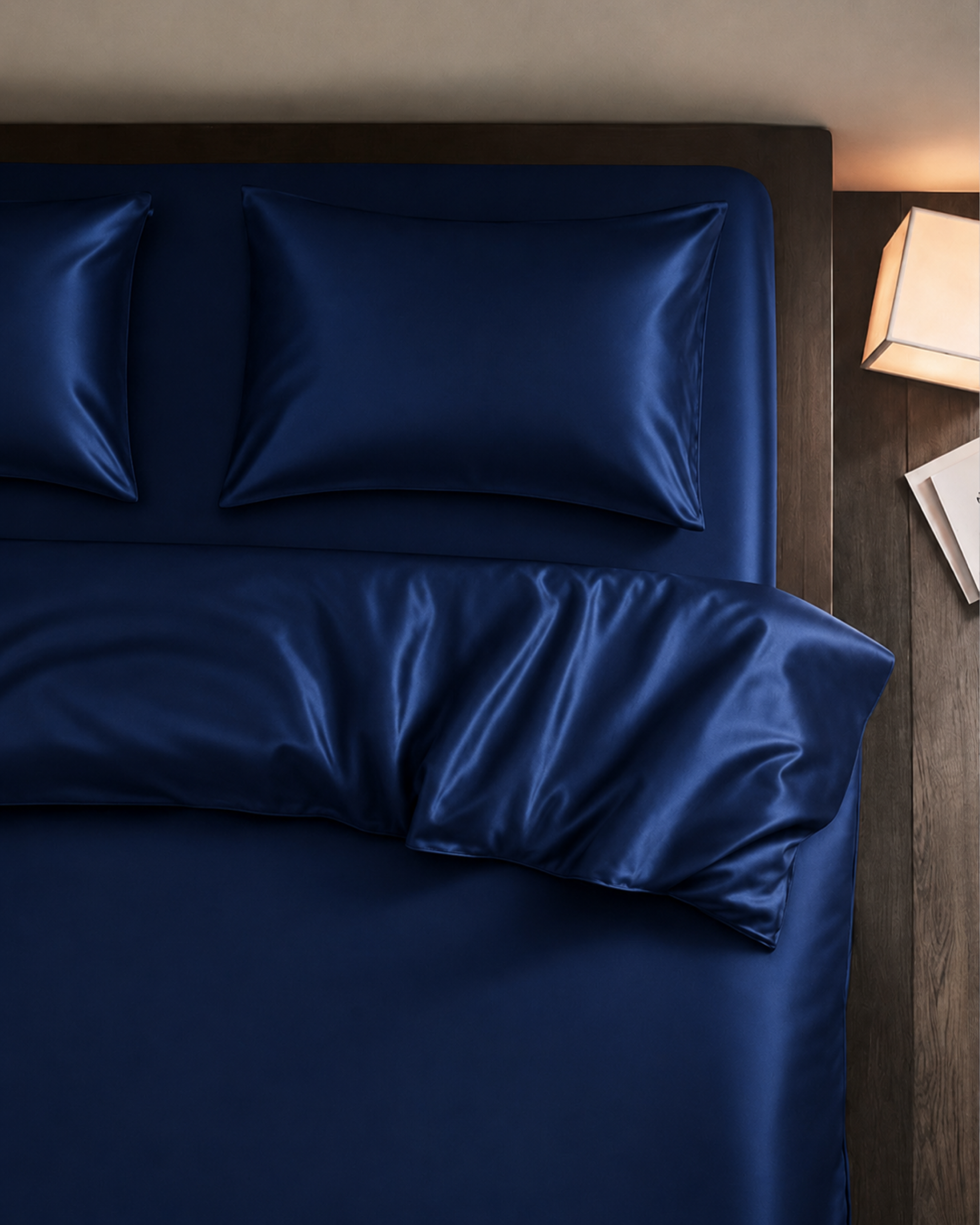 Navy Blue Satin Duvet Cover
