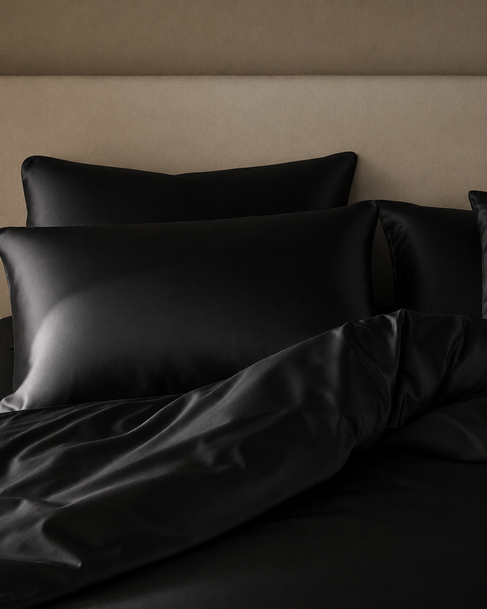 Obsidian Black Satin Duvet Cover