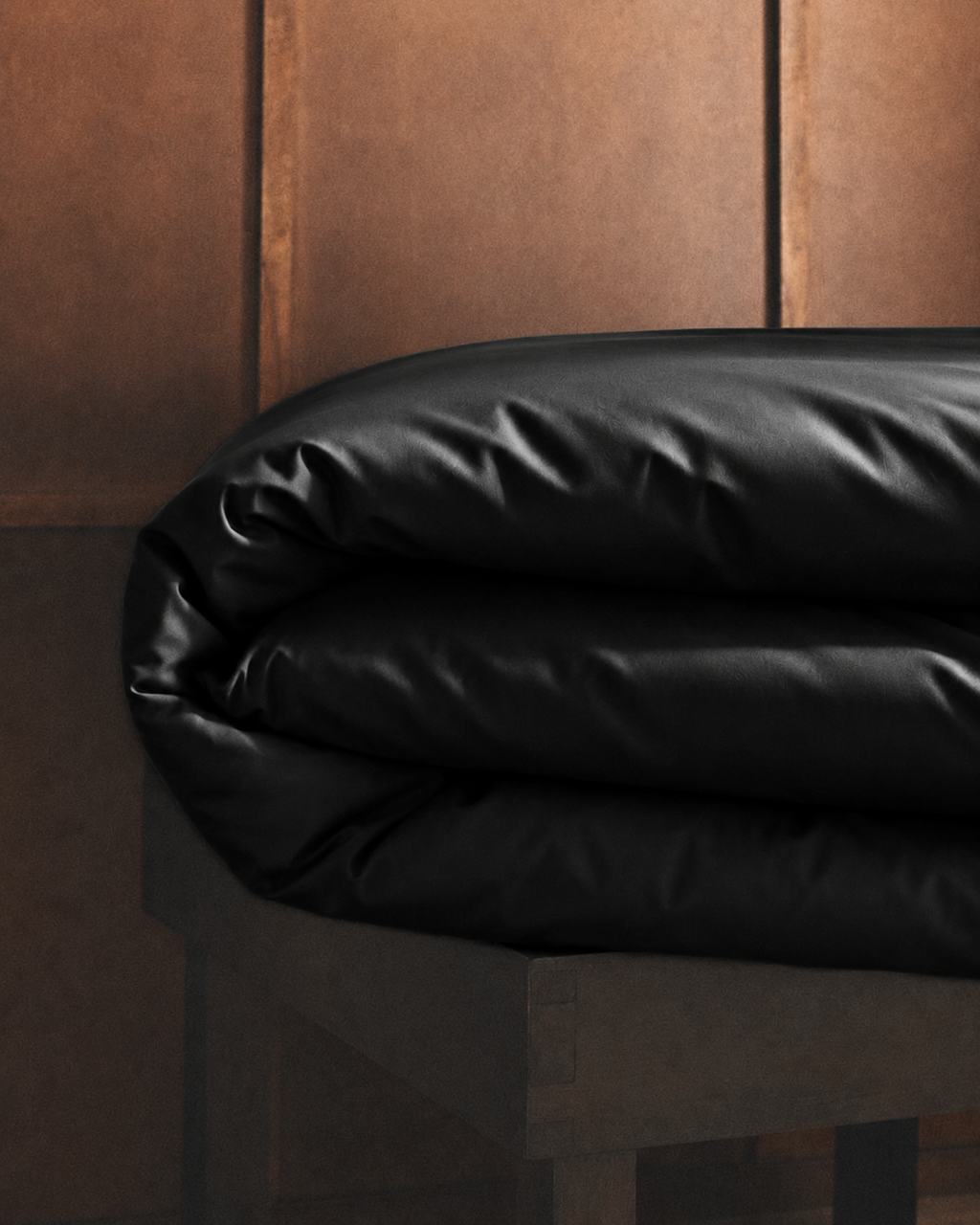 Obsidian Black Satin Duvet Cover