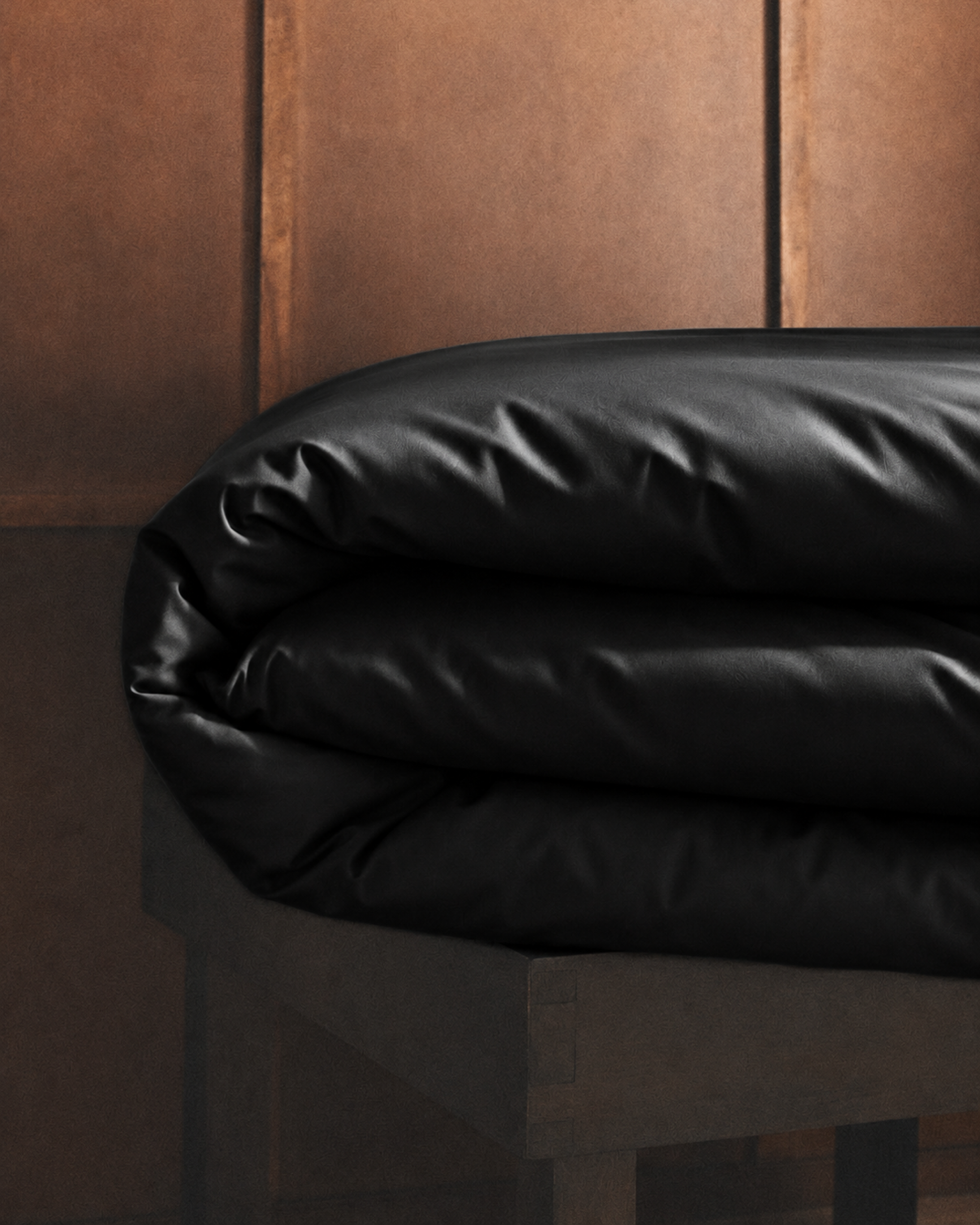 Obsidian Black Satin Duvet Cover