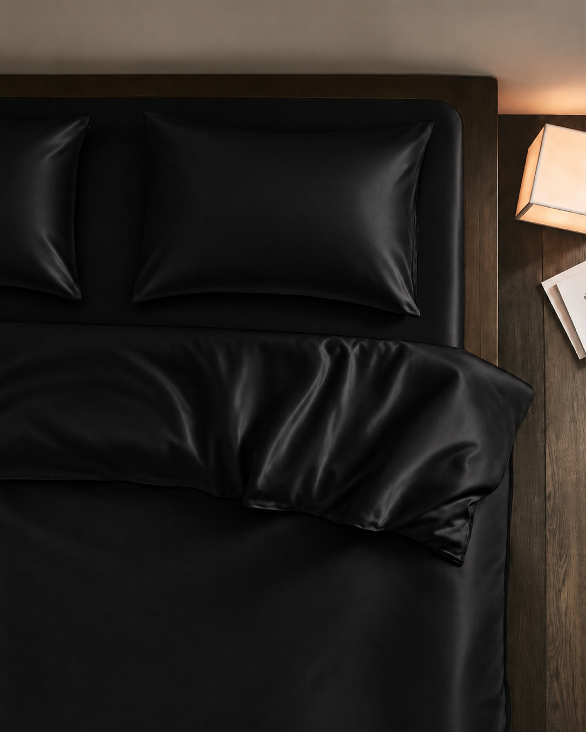 Obsidian Black Satin Duvet Cover