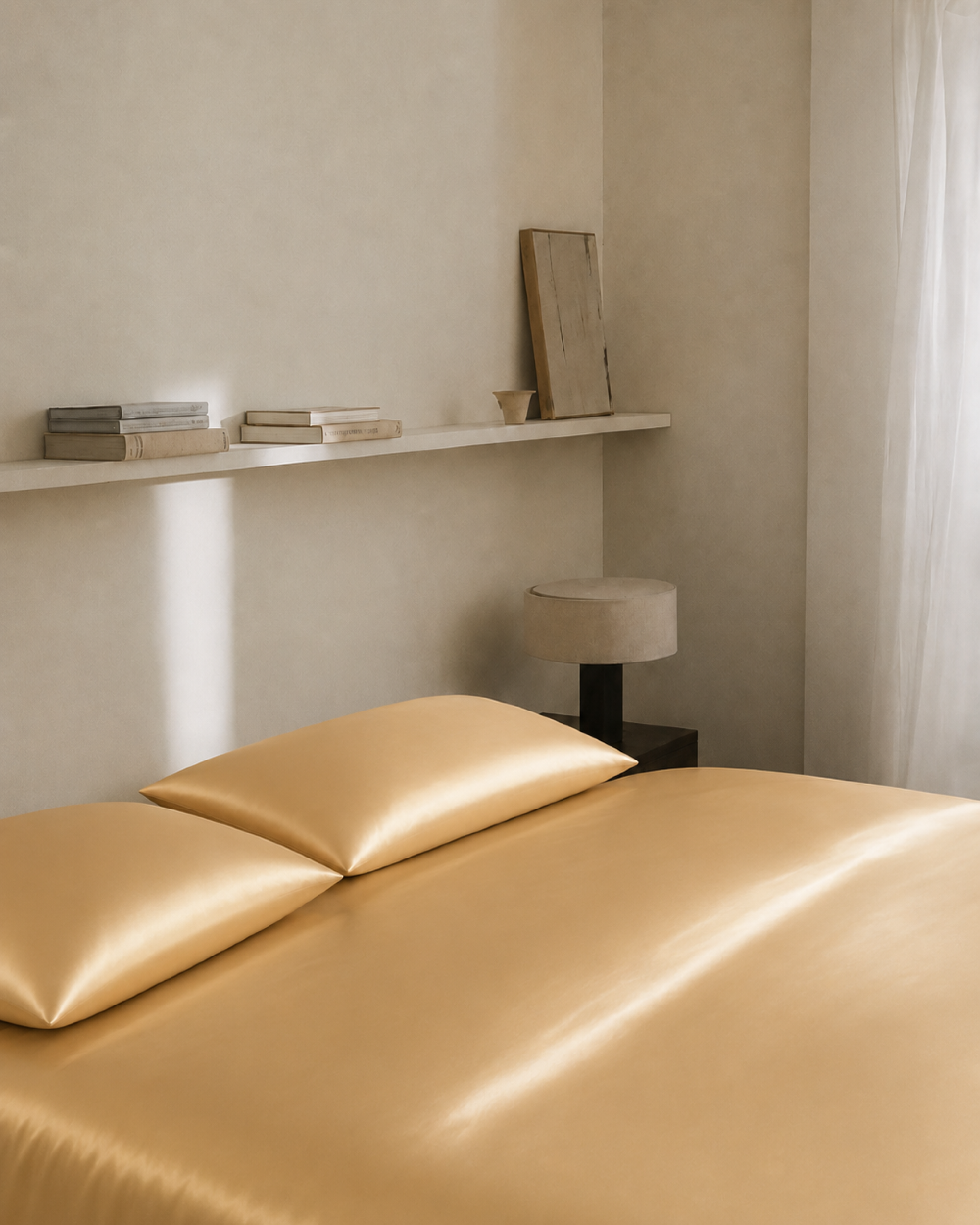 Sand Beige Satin Duvet Cover