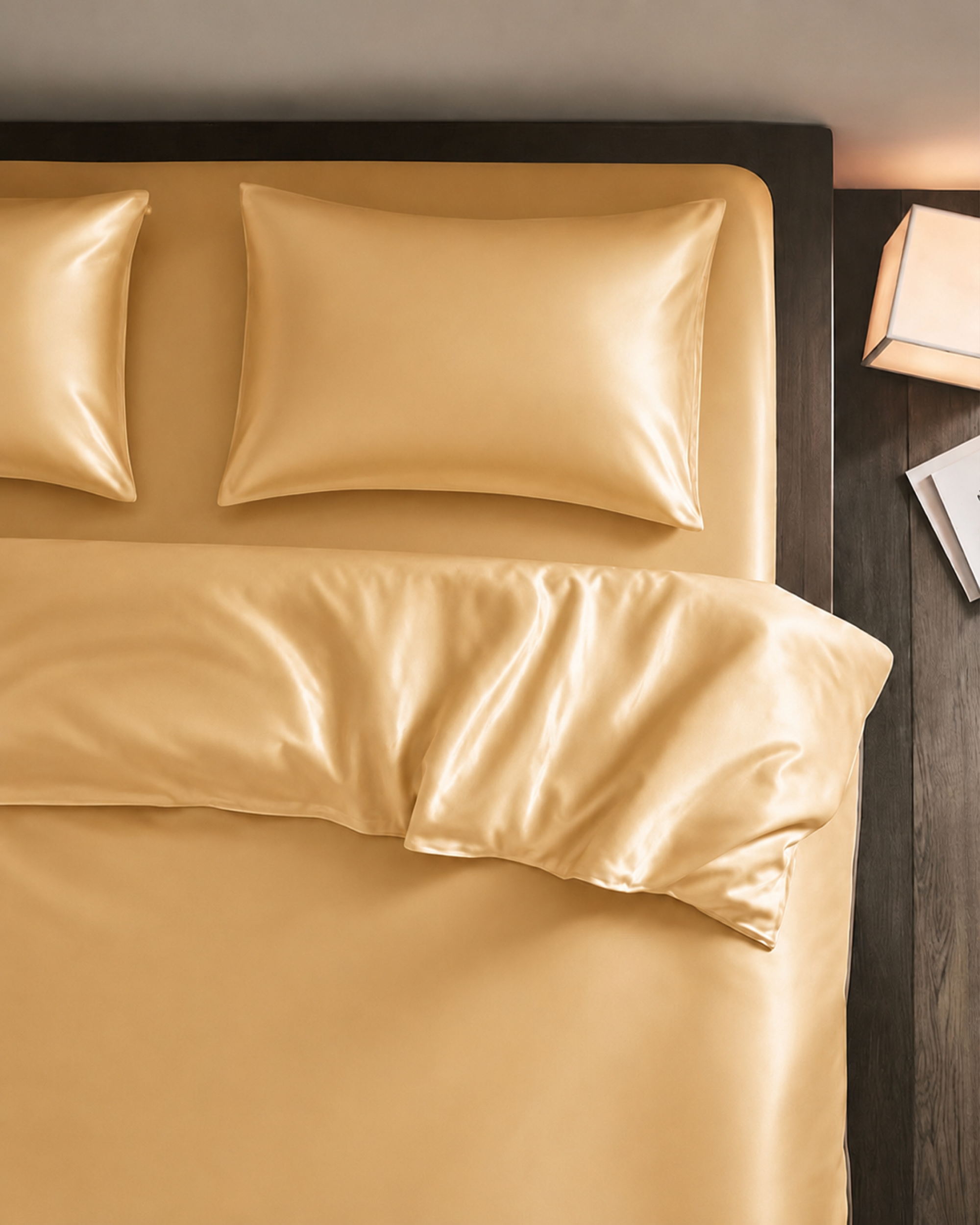 Sand Beige Satin Duvet Cover