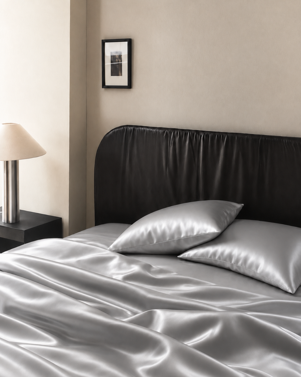 Platinum Silver Satin Duvet Cover