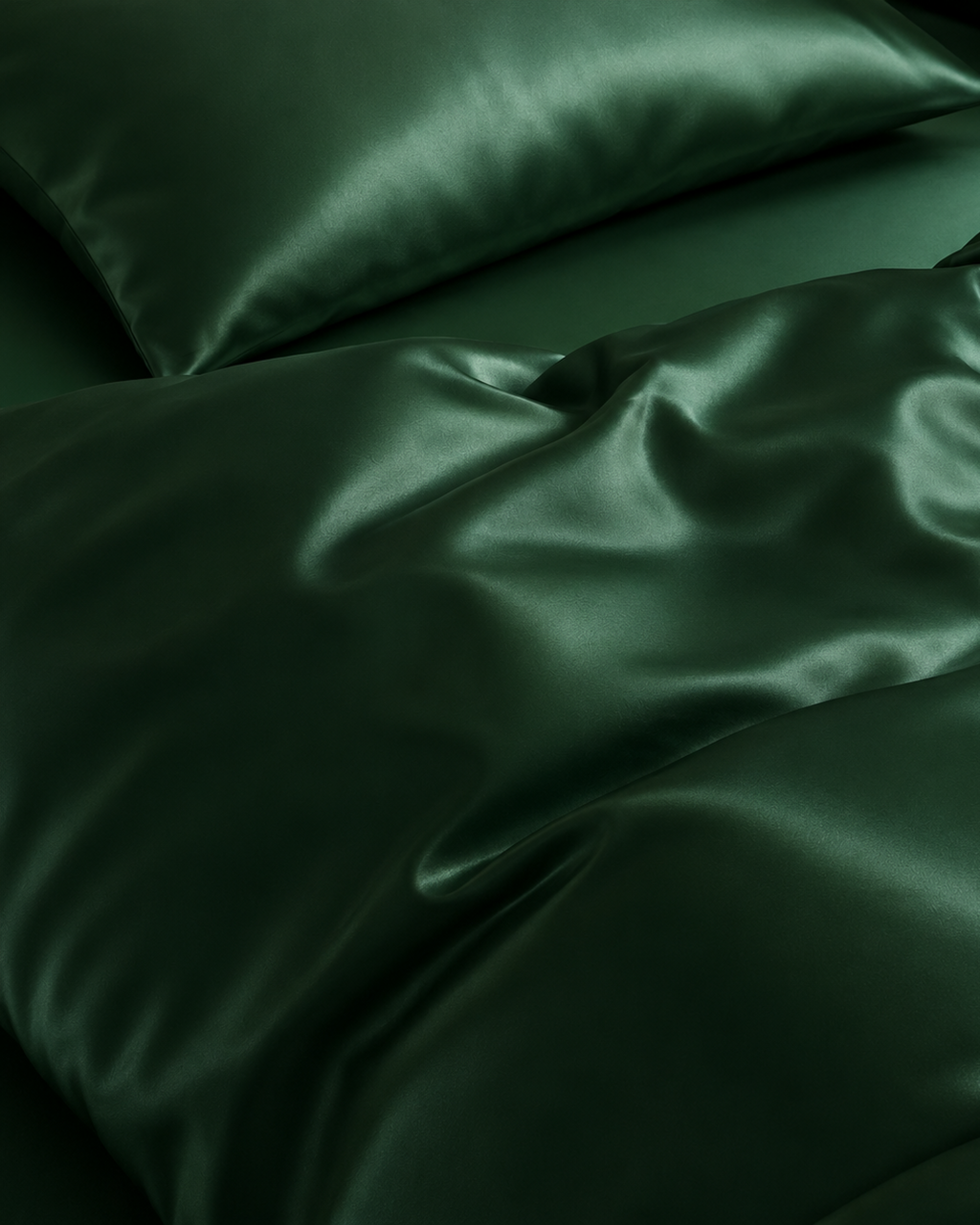 Emerald Green Satin Duvet Cover