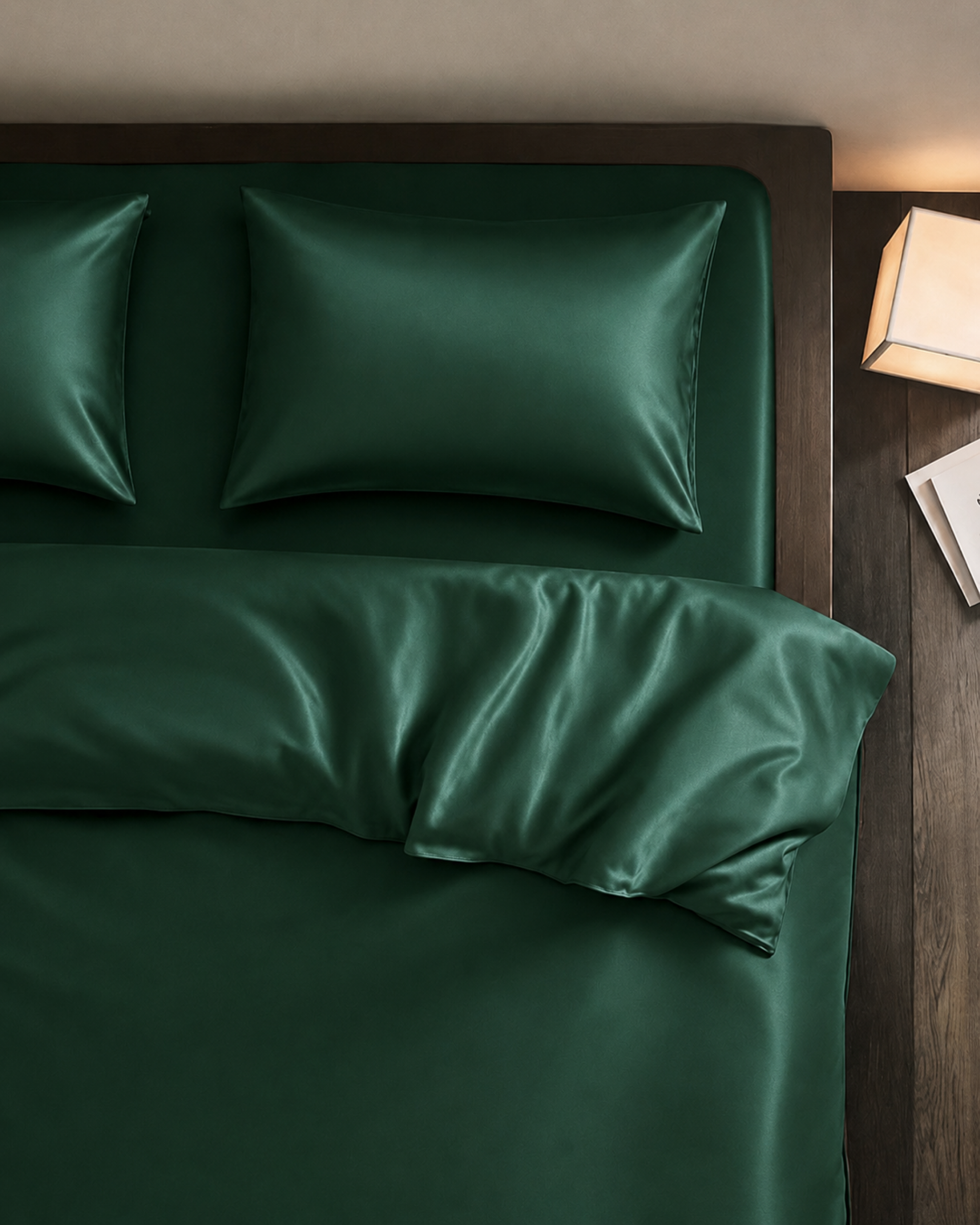 Emerald Green Satin Duvet Cover