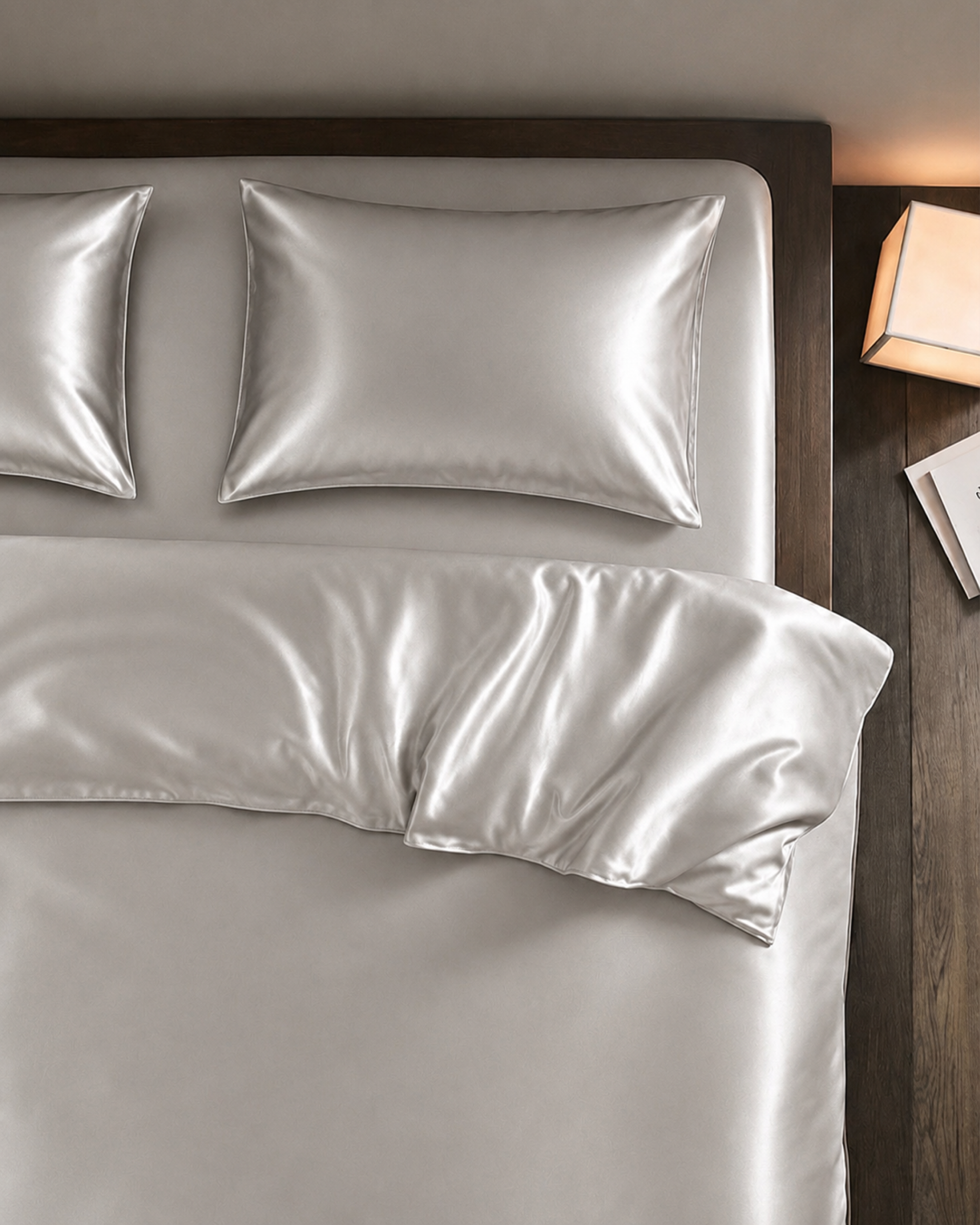Platinum Silver Satin Duvet Cover