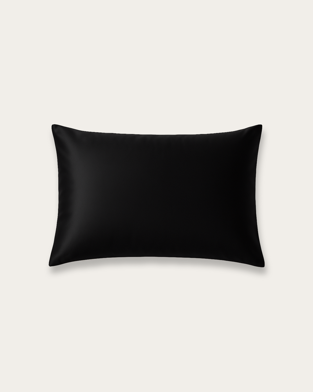 Obsidian Black luxury satin cushion cover in rectangle format by Maison Veloura with smooth lustrous finish