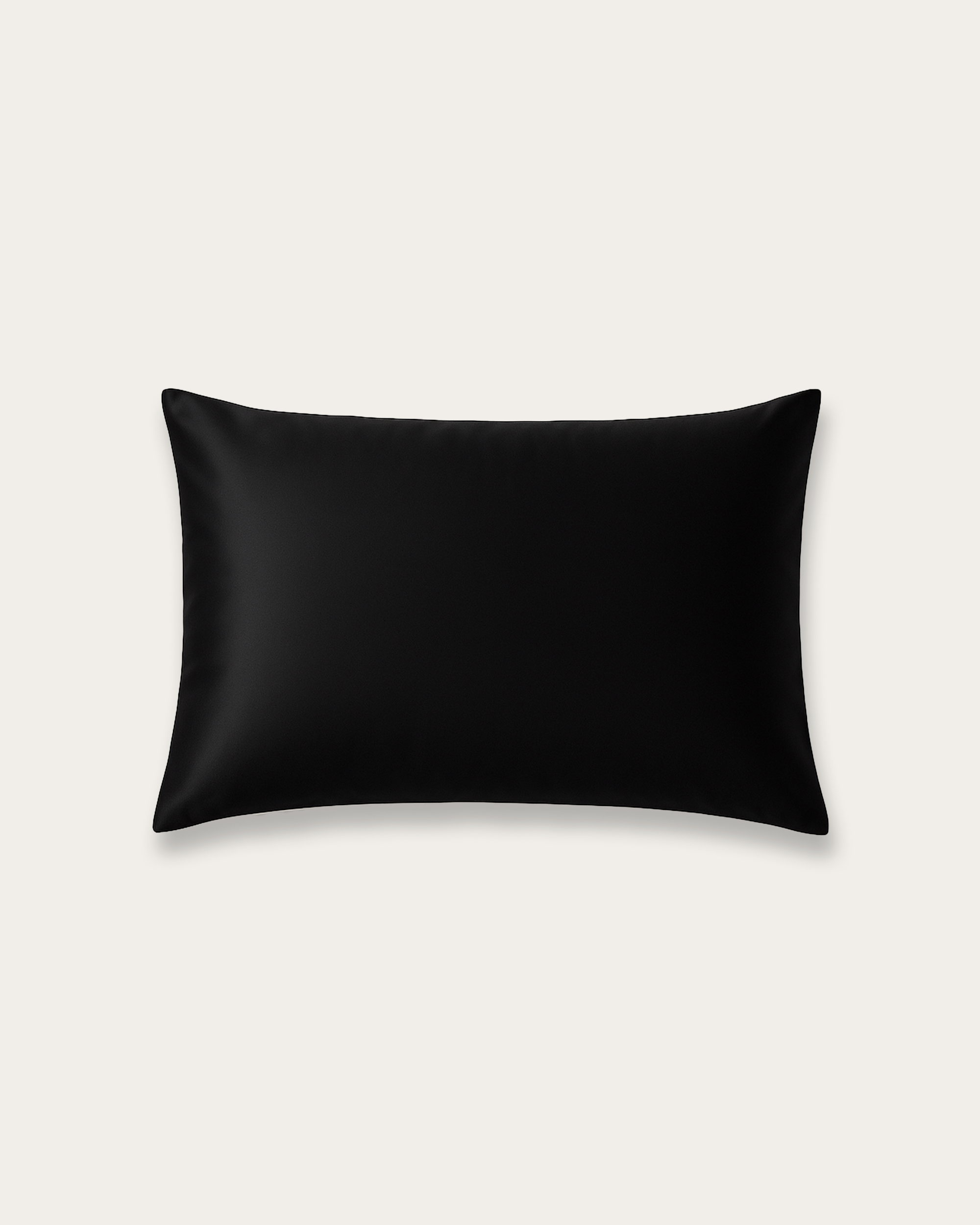Obsidian Black luxury satin cushion cover in rectangle format by Maison Veloura with smooth lustrous finish